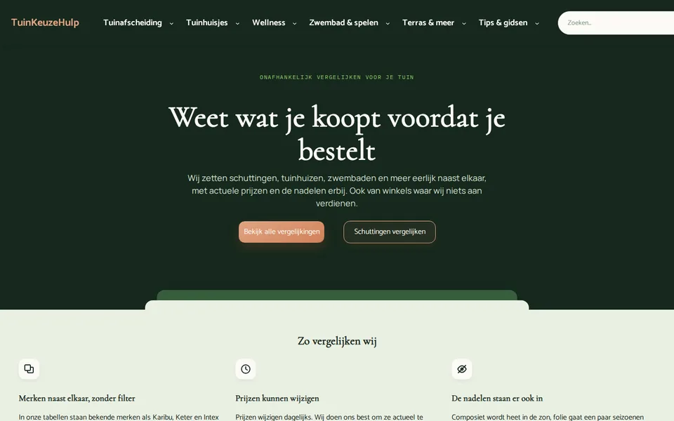 Screenshot of the tuinkeuzehulp.nl homepage